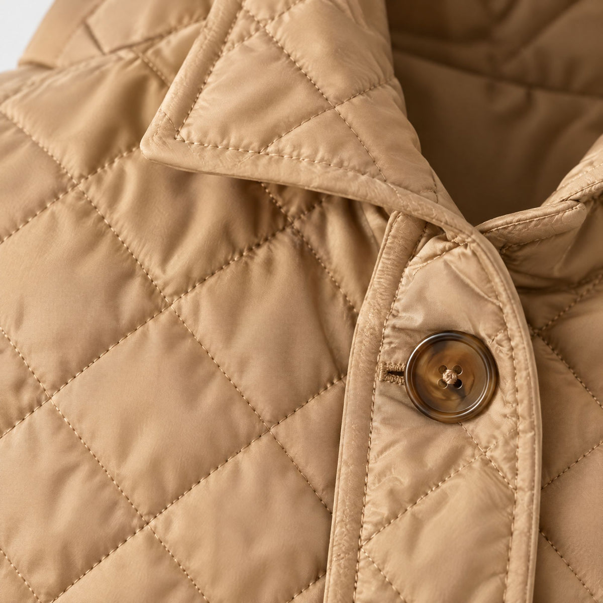 Close-up of the diamond quilting and collar